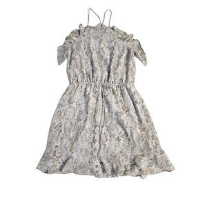 If By Sea Dress Size Medium Halter Mini Dress Ruffles Snake Print Anthropologie